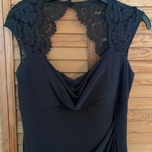 Xscape Grayish Navy Dress, Size 14, fits like a 12 with Lace Detail